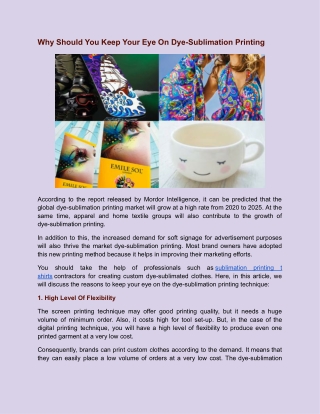 Why Should You Keep Your Eye On Dye-sublimation Printing.docx
