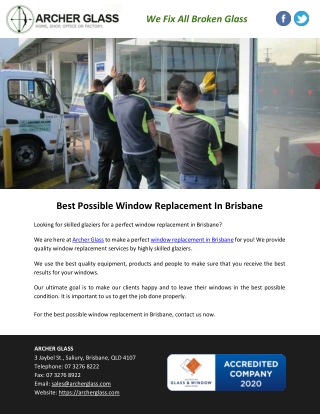 Best Possible Window Replacement In Brisbane