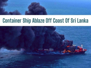 Container ship ablaze off coast of Sri Lanka