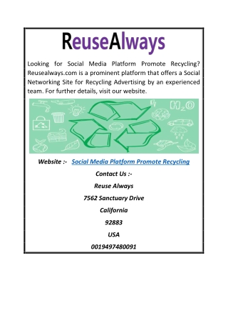 Social Media Platform Promote Recycling | Reusealways.com