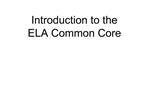 Introduction to the ELA Common Core