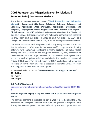 DDoS Protection and Mitigation Market by Solutions & Services - 2024  MarketsandMarkets