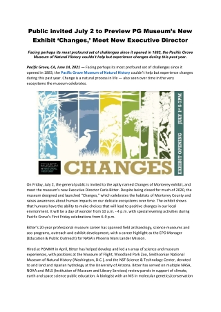 Public invited July 2 to Preview PG Museum’s New Exhibit ‘Changes,’ Meet New Executive Director