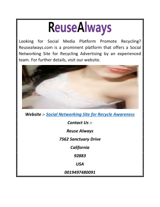 Social Networking Site for Recycle Awareness | Reusealways.com