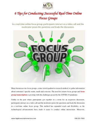 6 Tips for Conducting Successful Real-Time Online Focus Groups