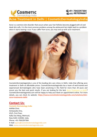 Acne Treatment in Delhi-CosmeticDermatologyIndia