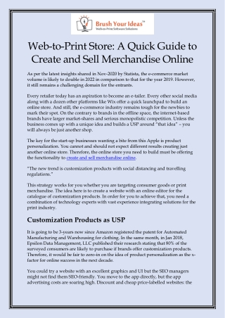 Web to Print Store A Quick Guide to Create and Sell Merchandise Online