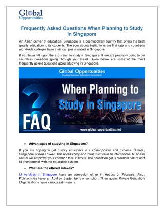 Frequently Asked Questions When Planning to Study in Singapore