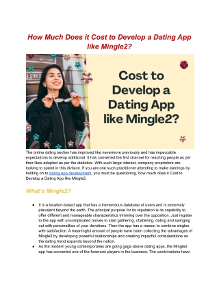 How Much Does it Cost to Develop a Dating App like Mingle2