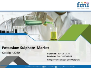 Potassium Sulphate Market is Set to Experience Revolutionary Growth by 2019-2029