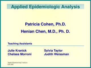 Applied Epidemiologic Analysis