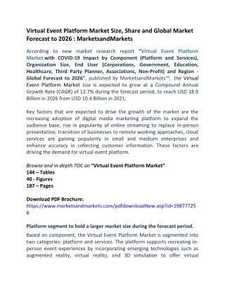 Virtual Event Platform Market Size, Share and Global Market Forecast to 2026  MarketsandMarkets