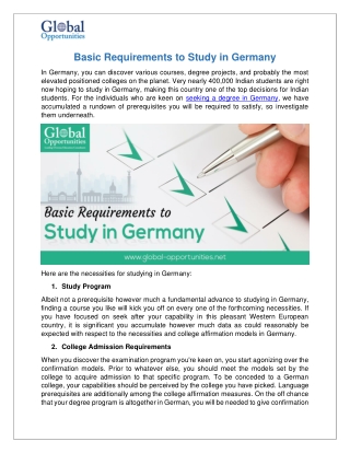 Basic Requirements to Study in Germany
