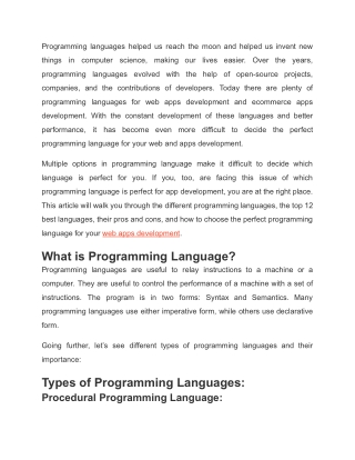 12 Best Programming Languages for Web & App Development
