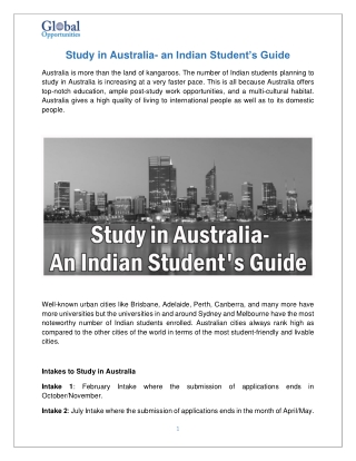 Study in Australia- an Indian Student’s Guide