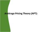 Arbitrage Pricing Theory APT: