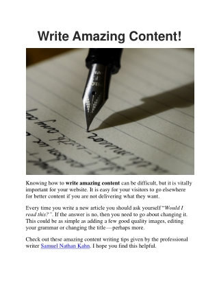 Samuel Nathan Kahn | Write Amazing Content