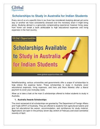Scholarships to Study in Australia for Indian Students