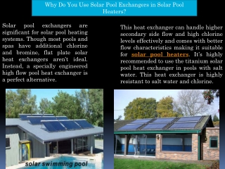 Solar Pool Exchangers in Solar Pool Heaters - Northern Lights Solar Solutions