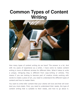 Common Types Of Content Writing | Samuel Nathan Kahn