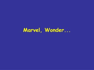Marvel, Wonder...