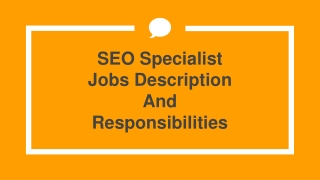 SEO Specialist Jobs Description And Responsibilities