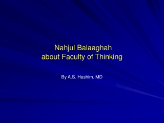Nahjul Balaaghah about Faculty of Thinking