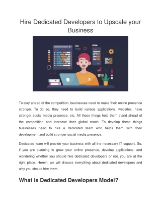 Hire Dedicated Developers to Upscale your Business