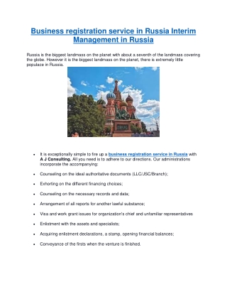 Business registration service in Russia Interim Management in Russia