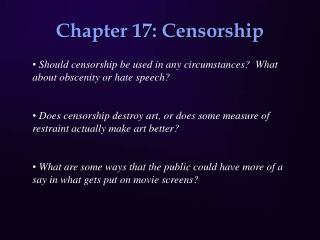 Chapter 17: Censorship