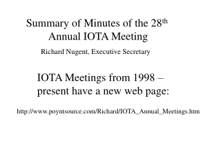 IOTA Meetings from 1998 – present have a new web page: