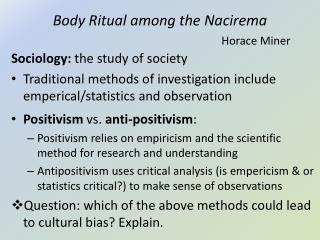 Body ritual among the nacirema essay