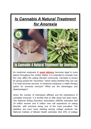 Is Cannabis A Natural Treatment for Anorexia