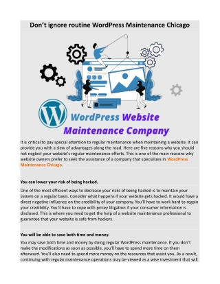 Don’t ignore routine WordPress Maintenance Chicago