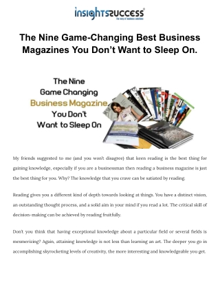 The Nine Game-Changing Best Business Magazines You Don’t Want to Sleep On.