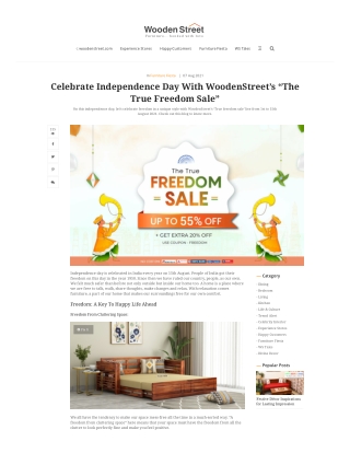 Celebrate Independence Day With WoodenStreet’s “The True Freedom Sale”