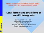Local factors and small firms of non-EU immigrants
