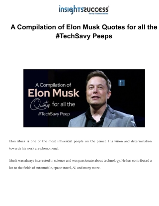 A Compilation of Elon Musk Quotes for all the #TechSavy Peeps