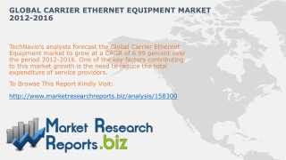 Global Carrier Ethernet Equipment Industry Analysis 2012-201