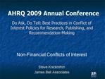 AHRQ 2009 Annual Conference