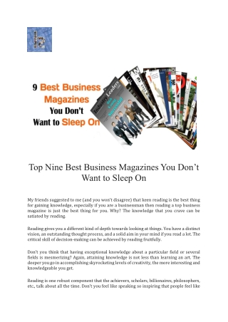 Top Nine Best Business Magazines You Don't Want to Sleep On