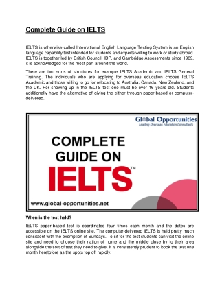 Complete Guide on IELTS
