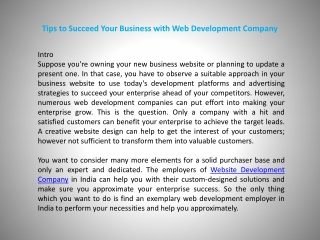 Tips to Succeed Your Business with Web Development Company