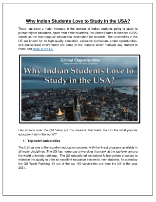 Why Indian Students Love to Study in the USA