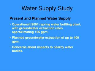 Water Supply Study