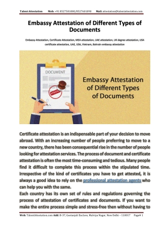 Embassy Attestation of Different Types of Documents