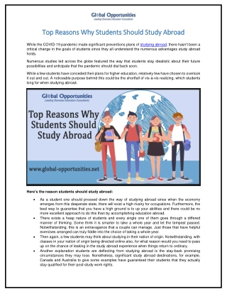 Top Reasons Why Students Should Study Abroad