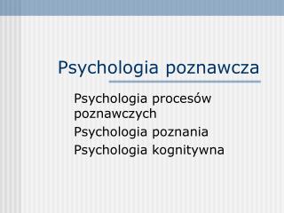 Psychologia poznawcza