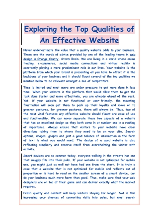 Exploring the Top Qualities of An Effective Website