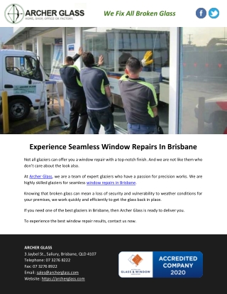 Experience Seamless Window Repairs In Brisbane